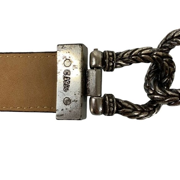 Vintage 1996 BRIGHTON Brown Leather & Silver Belt Western Equestrian Size Medium main image 4